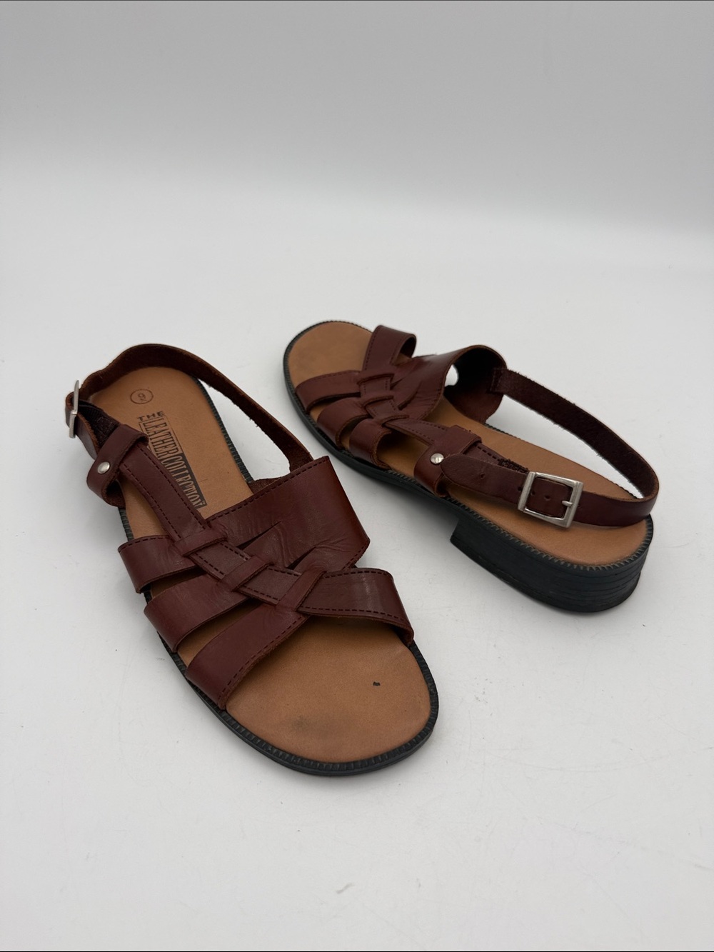 vintage the leather collection Brown Strappy Sandals women 9 casual office y2k